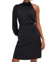 Robe élégante asymétrique pour femme en satin brillant, mini-robe, robe en satin 919324, noire