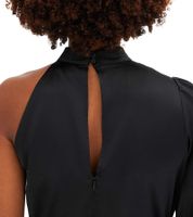 Robe élégante asymétrique pour femme en satin brillant, mini-robe, robe en satin 919324, noire