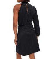 Robe élégante asymétrique pour femme en satin brillant, mini-robe, robe en satin 919324, noire