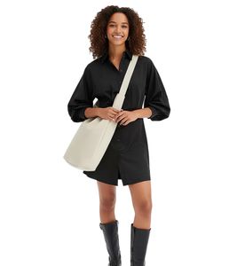Mini-robe tendance pour femme avec col chemise et manches longues, 932396, noire