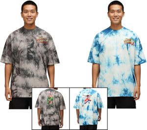 T-shirt da uomo RE:COVERED X CAPCOM con stampa Street Fighter, girocollo in cotone, in grigio con stampa Blanka o blu con stampa Vega