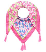 ZWILLINGSHERZ Square Scarf with Animal Print and Flowers Fashion Scarf 3016Q-0609-22 Pink/Blue/Green