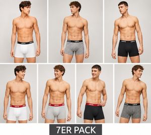 Lot de 7 boxers homme LEVI'S en coton avec ceinture colorée, dans un coffret cadeau 701225625 003 Noir/Blanc/Rouge/Gris
