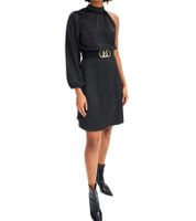 Elegante abito monospalla da donna in raso lucido - Abito da sera 925469 in verde o 919324 in nero