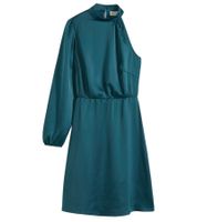 Elegante abito monospalla da donna in raso lucido - Abito da sera 925469 in verde o 919324 in nero