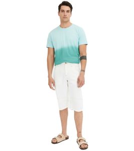 Bermuda da uomo alla moda in denim con cuciture decorative, pantaloni in cotone 928796 Bianco