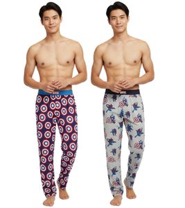 Pantaloni da salotto da uomo RE:COVERED X MARVEL con personaggi di Capitan America o Marvel PCMARV50 Blu/Rosso o Grigio