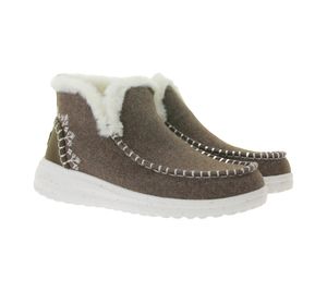 Botines HEY DUDE Denny Faux sin cordones para mujer con forro de borrego sintético y plantilla extraíble 40208-267 Marrón