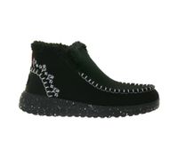 HEY DUDE Denny Faux Women's Slip-On Ankle Boots with Faux Lambskin Lining and Removable Footbed 40208-001 Black