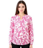 Blusa de verano ZWILLINGSHERZ para mujer con estampado de hojas, camisa de algodón de manga larga 33229, verde, negro, rosa o azul
