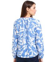 Blusa de verano ZWILLINGSHERZ para mujer con estampado de hojas, camisa de algodón de manga larga 33229, verde, negro, rosa o azul