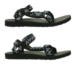 Sandale de trekking universelle TEVA Original pour femme ou homme, sandale d'été durable avec semelle en caoutchouc EVA, sandale d'extérieur, noir/blanc ou noir/gris