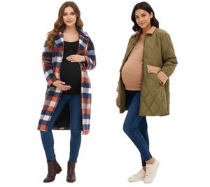 Cappotto 2 in 1, Cappotto da donna, Abbigliamento premaman, Giacca premaman, Giacca mezza stagione, Blu/Rosso/Beige a quadri o 936631 Verde