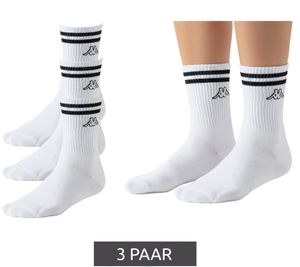 3 paia di calzini da tennis Kappa, calzini in cotone con stampa del marchio, calzini per tutti i giorni, 371E7JW A00 Bianco