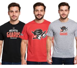 T-shirt da uomo con stampa "European League of Football Helvetic Guards" in grigio, rosso o nero