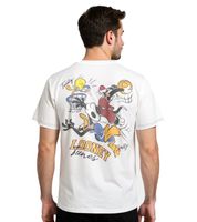 Camiseta RE:COVERED X LOONEY TUNES para hombre con estampado del Diablo de Tasmania o Baloncesto, cuello redondo de algodón, color crudo-blanco