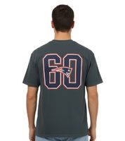 RE:COVERED X NFL Camiseta de los New England Patriots para hombre con varios estampados, algodón, blanco, azul, gris y multicolor