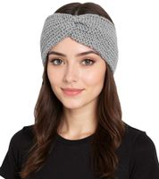 ZWILLINGSHERZ Strick-Stirnband Stirnband mit Wolle Kopfbedeckung Grobstrick Winter-Stirnband Accessoire 8007 Hellgrau, Hell-Beige oder Schwarz