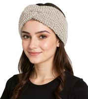 ZWILLINGSHERZ Strick-Stirnband Stirnband mit Wolle Kopfbedeckung Grobstrick Winter-Stirnband Accessoire 8007 Hellgrau, Hell-Beige oder Schwarz