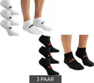3 paires de chaussettes de sport KTM, chaussettes baskets avec logo, chaussettes en coton, certifiées Oeko-Tex 100, KTM/1/SLCX3, blanches ou noires
