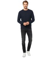 JACK & JONES JJEATLAS Herren Strick-Pullover im strukturiertem Design Knit Crew Neck Baumwoll-Sweater 12212816 Navy