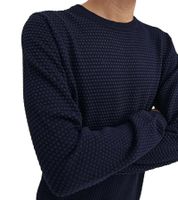 JACK & JONES JJEATLAS Herren Strick-Pullover im strukturiertem Design Knit Crew Neck Baumwoll-Sweater 12212816 Navy