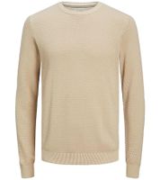 JACK & JONES JJEATLAS Herren Strick-Pullover im strukturiertem Design Knit Crew Neck Baumwoll-Sweater 12212816 Beige