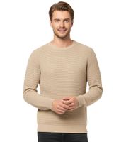JACK & JONES JJEATLAS Herren Strick-Pullover im strukturiertem Design Baumwoll-Pullover Knit Crew Neck Sweater 12212816 Beige oder Dunkelblau