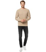 JACK & JONES JJEATLAS Herren Strick-Pullover im strukturiertem Design Baumwoll-Pullover Knit Crew Neck Sweater 12212816 Beige oder Dunkelblau