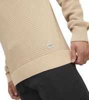JACK & JONES JJEATLAS Herren Strick-Pullover im strukturiertem Design Baumwoll-Pullover Knit Crew Neck Sweater 12212816 Beige oder Dunkelblau