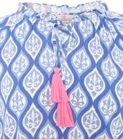 ZWILLINGSHERZ Damen Baumwoll-Bluse Sommer-Bluse mit ovalen Ranken-Muster 33246 Orange/Pink oder Blau/Weiß/Pink