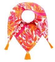 ZWILLINGSHERZ Hawaii Blume Vierecks-Tuch mit Blumen und Ornamenten Mode-Tuch 3016Q-2907 in Orange, Blau oder Pink Bunt