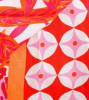 ZWILLINGSHERZ Hawaii Blume Vierecks-Tuch mit Blumen und Ornamenten Mode-Tuch 3016Q-2907 in Orange, Blau oder Pink Bunt
