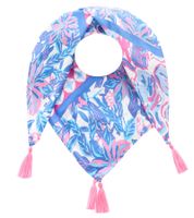 ZWILLINGSHERZ Hawaii Blume Vierecks-Tuch mit Blumen und Ornamenten Mode-Tuch 3016Q-2907 in Orange, Blau oder Pink Bunt