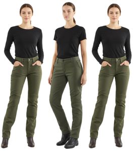 Pantalon de moto femme DAINESE Lady Tex avec protections Pro-Shape 2.0 - Jean moto style chino - Vert olive - 202755 - Disponible en coupes Slim, Regular ou Chino