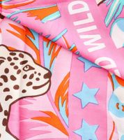 ZWILLINGSHERZ Vierecks-Tuch mit Blumen und WILD, FLOWER LOVE oder LIVE YOUR BEST LIFE Schriftzug Mode-Tuch 3016Q-2907 Pink/Braun, Pink/Türkis oder Pink/Orange