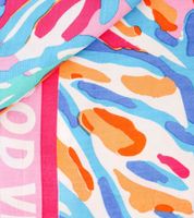 ZWILLINGSHERZ Vierecks-Tuch mit Blumen oder Korallen und Good Vibes Only Print Mode-Tuch 3016Q Pink/Türkis, Blau/Pink oder Pink/Bunt