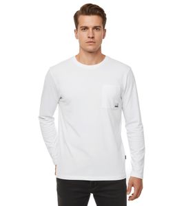 11 PROJECT Emilio Herren Longsleeve Basic-Shirt mit Rundhals-Ausschnitt Baumwoll-Shirt 21300996ME 110601 Weiß