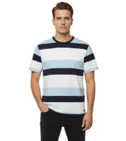 11 PROJECT Frankie Herren Baumwoll-Shirt T-Shirt Colour-Blocking Sommer-Shirt 21301046 194010 Blau/Weiß