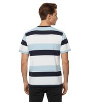 11 PROJECT Frankie Herren Baumwoll-Shirt T-Shirt Colour-Blocking Sommer-Shirt 21301046 194010 Blau/Weiß