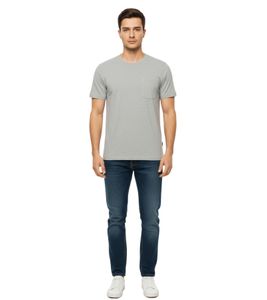 T-shirt homme en coton Otto de 11 PROJECT, chemise d'été simple avec poche poitrine, gris, référence 20716238 ME 200274
