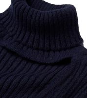 Robe courte en maille pour femme, col roulé et détails à l'encolure, manches longues, marron acajou ou bleu marine