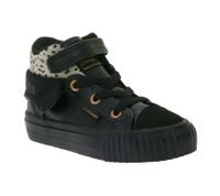 BRITISH KNIGHTS Roco Baby Mid-Top Sneaker mit Geparden-Muster Kleinkinder Schnür-Schuhe mit hoch- oder umklappbaren Schaft Mädchen B48-3709I-01 Schwarz