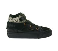BRITISH KNIGHTS Roco Baby Mid-Top Sneaker mit Geparden-Muster Kleinkinder Schnür-Schuhe mit hoch- oder umklappbaren Schaft Mädchen B48-3709I-01 Schwarz