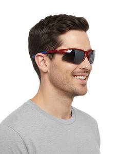 Champion Sport Sunglasses for Men, Polarized Sports Glasses, Vacation Glasses, Filter Category 3, CU512803, Black/Red