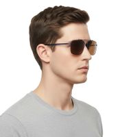 Occhiali da sole Champion da uomo, stile aviatore, occhiali da sole casual, occhiali da sole per le vacanze, categoria di filtro 4, CU515204, marrone/blu