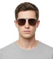 Occhiali da sole Champion da uomo, stile aviatore, occhiali da sole casual, occhiali da sole per le vacanze, categoria di filtro 4, CU515204, marrone/blu