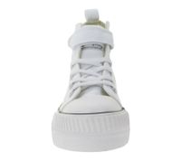 BRITISH KNIGHTS Kaya Mid Kinder Mid-Top Canvas-Sneaker mit dekorativer Herz-Stickerei & Love-Print Schnür-Schuhe Teenager Mädchen B49-3710C-02 Weiß