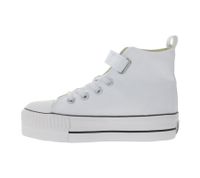 BRITISH KNIGHTS Kaya Mid Kinder Mid-Top Canvas-Sneaker mit dekorativer Herz-Stickerei & Love-Print Schnür-Schuhe Teenager Mädchen B49-3710C-02 Weiß