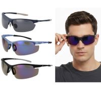 Gafas de sol deportivas Champion para hombre, gafas deportivas polarizadas, gafas de vacaciones, filtro de categoría 3 en azul oscuro/negro, negro/morado o azul grisáceo/azul